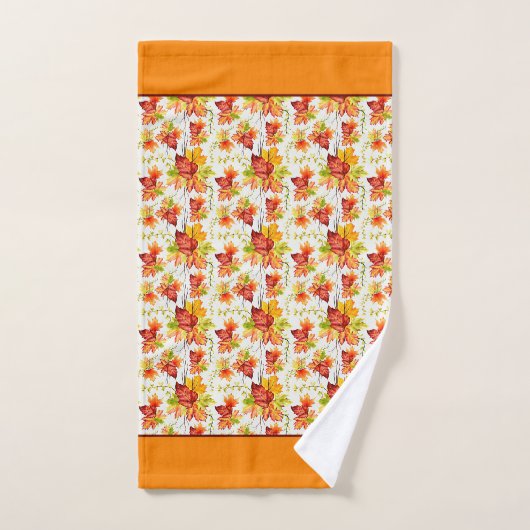 Muster der Blätter für die Herbstmappe Badhandtuch Set (Handtuch)