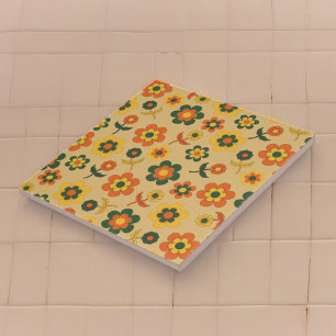 Muster der Blätter für die Vintage 70er-Blume Fliese