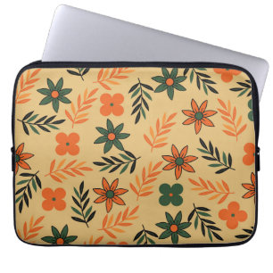 Muster der Blätter für die Vintage 70er-Blume Laptopschutzhülle