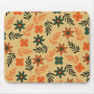 Muster der Blätter für die Vintage 70er-Blume Mousepad