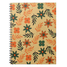 Muster der Blätter für die Vintage 70er-Blume Notizblock