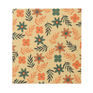 Muster der Blätter für die Vintage 70er-Blume Notizblock