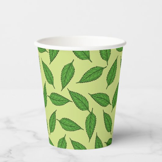 Muster der Blätter, Leaf-Muster, Frühjahrsvorschau Pappbecher (Vorderseite)