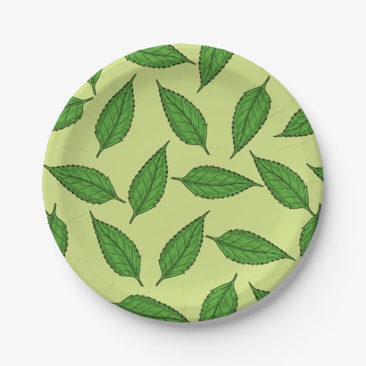 Muster der Blätter, Leaf-Muster, Frühjahrsvorschau Pappteller (Vorderseite)