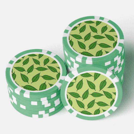 Muster der Blätter, Leaf-Muster, Frühjahrsvorschau Pokerchips (Stapel)