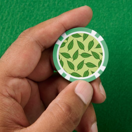 Muster der Blätter, Leaf-Muster, Frühjahrsvorschau Pokerchips (Hand)