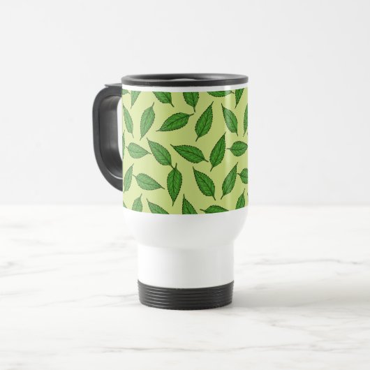 Muster der Blätter, Leaf-Muster, Frühjahrsvorschau Reisebecher (Vorderseite Links)
