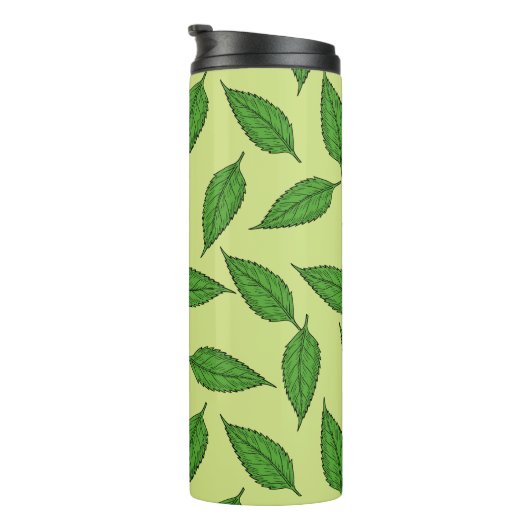 Muster der Blätter, Leaf-Muster, Frühjahrsvorschau Thermosbecher (Nach rechts gedreht)