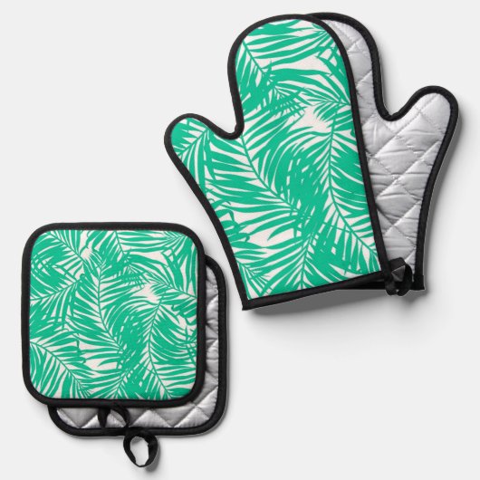 Muster der Blätter Ofenhandschuh & Topflappen-Set (Vorderseite/Rückseite)