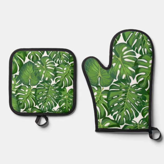 Muster der Blätter Ofenhandschuh & Topflappen-Set (Vorderseite)