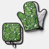 Muster der Blätter Ofenhandschuh & Topflappen-Set (Vorderseite/Rückseite)