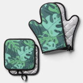 Muster der Blätter Ofenhandschuh & Topflappen-Set (Vorderseite/Rückseite)