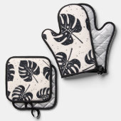 Muster der Blätter Ofenhandschuh & Topflappen-Set (Vorderseite/Rückseite)