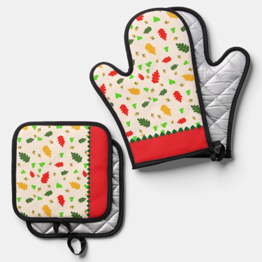 Muster der Blätter Ofenhandschuh & Topflappen-Set (Vorderseite/Rückseite)