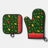 Muster der Blätter Ofenhandschuh & Topflappen-Set (Vorderseite)