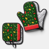 Muster der Blätter Ofenhandschuh & Topflappen-Set (Vorderseite/Rückseite)