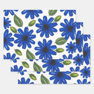 Muster der blauen Blume Geschenkpapier Set