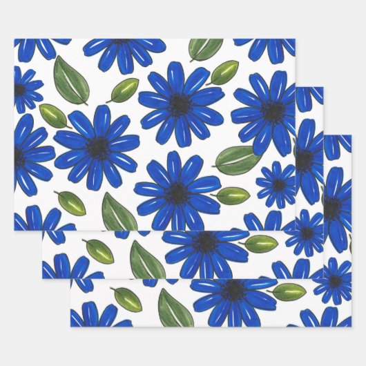 Muster der blauen Blume Geschenkpapier Set (Set)