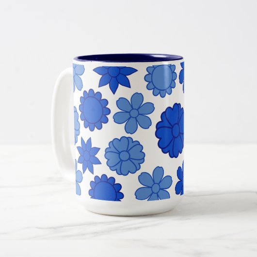 Muster der blauen Blume Zweifarbige Tasse (Vorderseite Links)