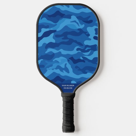 Muster der blauen Camouflage Cooler Camouflage-Ben Pickleball Schläger (Vorderseite)