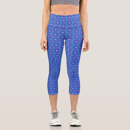 Muster der blauen Datenträger auf Capri Leggings (Vorderseite)