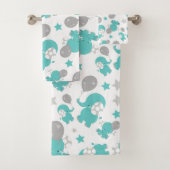 Muster der blauen Elefanten, Niedliche Elefanten,  Badhandtuch Set (Insitu)