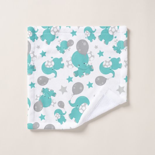 Muster der blauen Elefanten, Niedliche Elefanten,  Badhandtuch Set (Waschlappen)