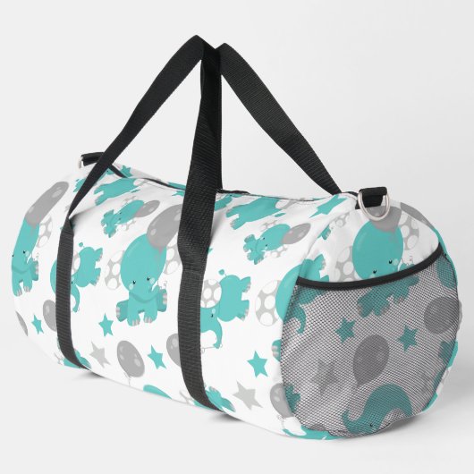 Muster der blauen Elefanten, Niedliche Elefanten, Duffle Bag (Rechte Ecke)