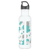 Muster der blauen Elefanten, Niedliche Elefanten,  Edelstahlflasche (Rückseite)