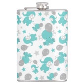 Muster der blauen Elefanten, Niedliche Elefanten,  Flachmann (Vorderseite)