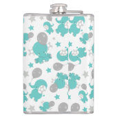 Muster der blauen Elefanten, Niedliche Elefanten,  Flachmann (Rückseite)