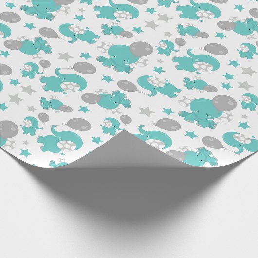 Muster der blauen Elefanten, Niedliche Elefanten, Geschenkpapier (Ecke)