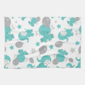 Muster der blauen Elefanten, Niedliche Elefanten,  Geschirrtuch (Horizontal)