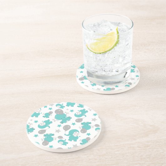 Muster der blauen Elefanten, Niedliche Elefanten,  Getränkeuntersetzer (Seite)