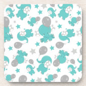 Muster der blauen Elefanten, Niedliche Elefanten, Getränkeuntersetzer (Vorderseite)