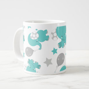 Muster der blauen Elefanten, Niedliche Elefanten, Jumbo-Tasse
