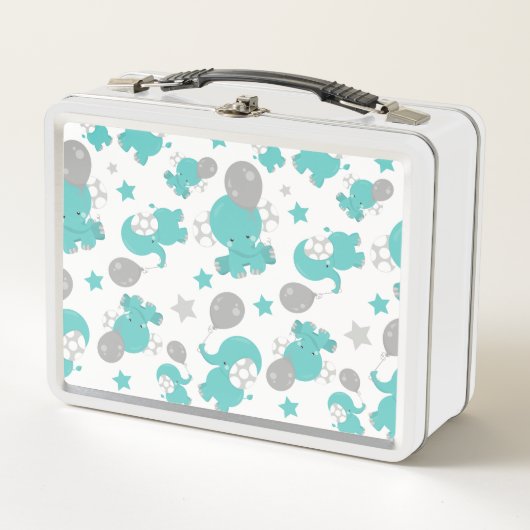 Muster der blauen Elefanten, Niedliche Elefanten, Metall Brotdose (Vorderseite)