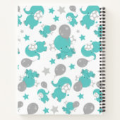 Muster der blauen Elefanten, Niedliche Elefanten,  Notizblock (Rückseite)