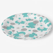 Muster der blauen Elefanten, Niedliche Elefanten, Pappteller (Schrägansicht)