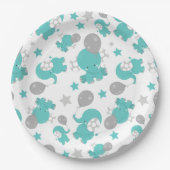 Muster der blauen Elefanten, Niedliche Elefanten,  Pappteller (Vorderseite)