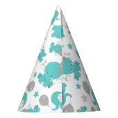 Muster der blauen Elefanten, Niedliche Elefanten,  Partyhütchen (Rückseite)