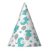 Muster der blauen Elefanten, Niedliche Elefanten,  Partyhütchen (Links)