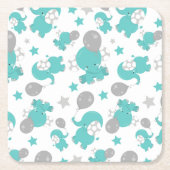 Muster der blauen Elefanten, Niedliche Elefanten,  Rechteckiger Pappuntersetzer (Vorderseite)