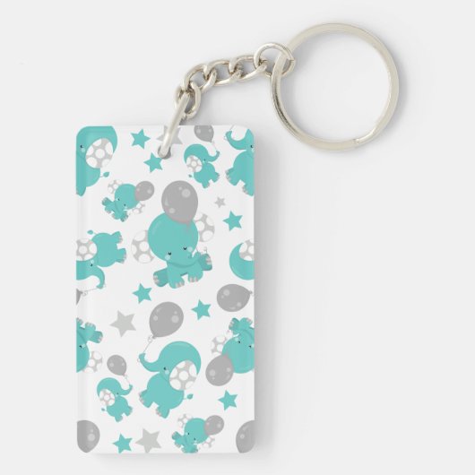 Muster der blauen Elefanten, Niedliche Elefanten, Schlüsselanhänger (Rückseite)