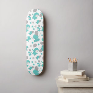 Muster der blauen Elefanten, Niedliche Elefanten, Skateboard