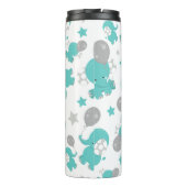 Muster der blauen Elefanten, Niedliche Elefanten,  Thermosbecher (Rückseite)