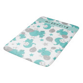 Muster der blauen Elefanten, Sterne, Ihr Name Badematte (Schrägansicht)