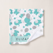 Muster der blauen Elefanten, Sterne, Ihr Name Badhandtuch Set (Waschlappen)