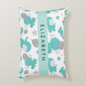 Muster der blauen Elefanten, Sterne, Ihr Name Dekokissen (Vorderseite(Vertikal))