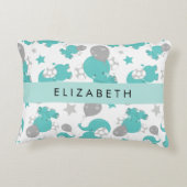 Muster der blauen Elefanten, Sterne, Ihr Name Dekokissen (Rückseite)